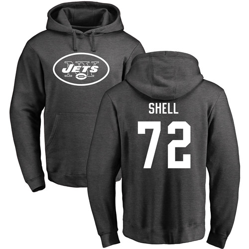 New York Jets Men Ash Brandon Shell One Color NFL Football #72 Pullover Hoodie Sweatshirts